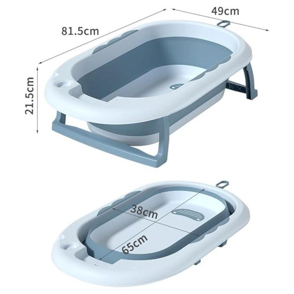 BAÑERA PLEGABLE PARA BEBE CON TERMOMETRO Y GORRO DE BAÑO