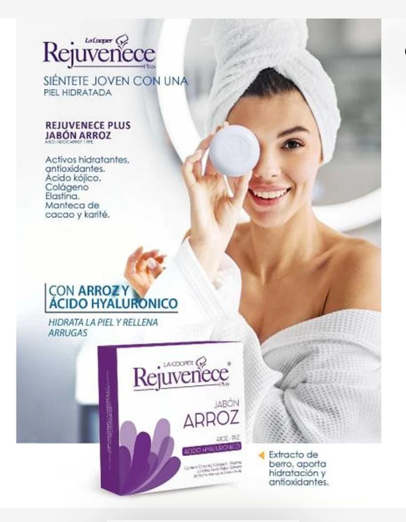 JABÓN REJUVENECE PLUS A BASE DE ARROZ & ACIDO HIALURONICO