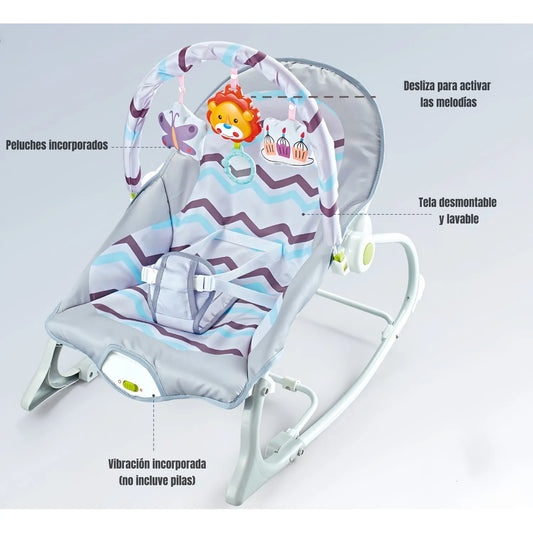 SILLA MECEDORA CON VIBRACIÓN Y MELODÍA GRIS
