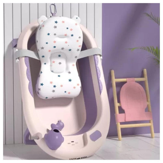 BAÑERA PLEGABLE PARA BEBE CON TERMOMETRO Y GORRO DE BAÑO