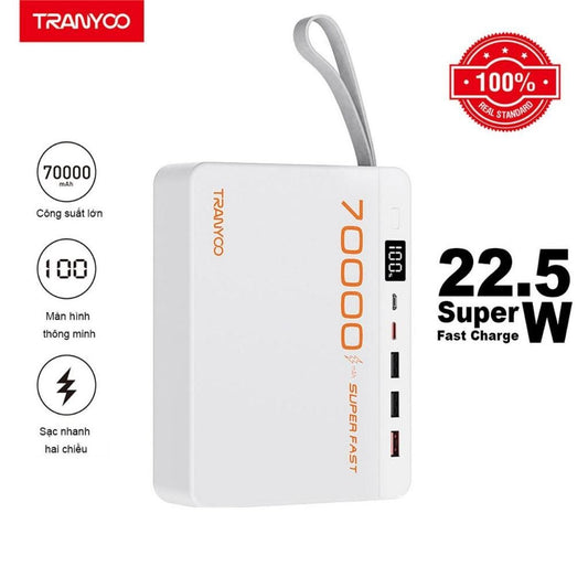 CARGADOR PORTATIL DE 70000mah CON CARGA RAPIDA CON/ SALIDA TIPO – C, 3 SALIDAS USB